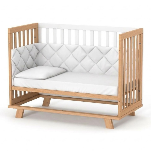 Dětská postýlka Lussi Gekko Kids 120x60. Bílá / Přírodní Buk
